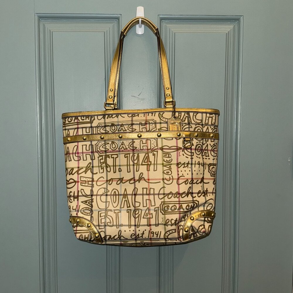 Coach Graffiti Print Heritage Tote Bag